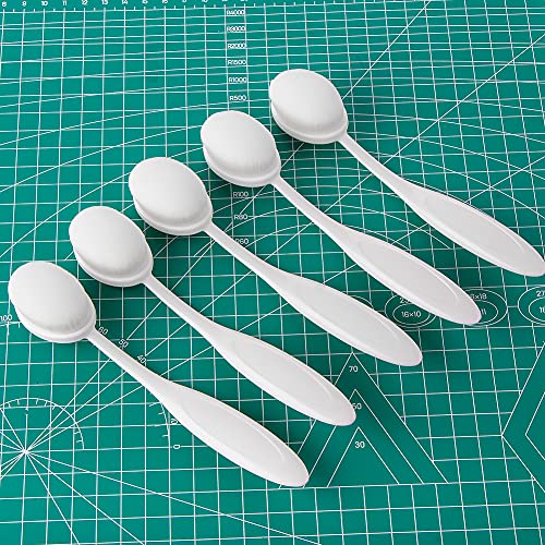 UNIMEIX 5 Pack Blending Brushes for Card Making Blending Tools for Drawing Oval Makeup Brushes Blender Brush（Size 3, 1.57" Brush Head, White）