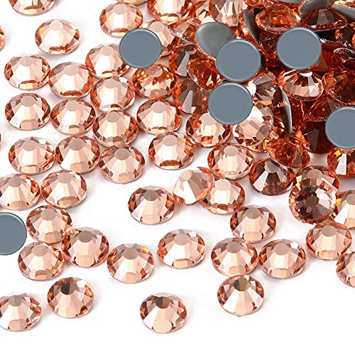 Towenm 1440PCS Hotfix Crystals Glass Rhinestone, Flatback Hot Fix Round Gems Crystal Stones for Clothes Crafts (Champagne/Peach, SS16 4MM)