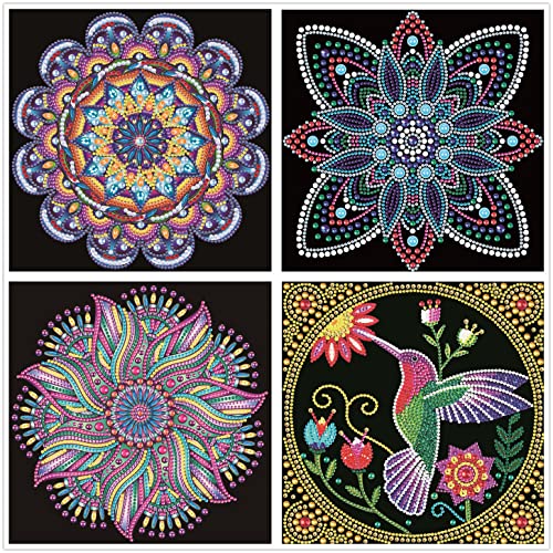 4 Pack Special Crystal Diamond Painting Kits, Mandala Diamond Art, Easy DIY Diamond Art Crafts, Home Decor 12x12 Inch