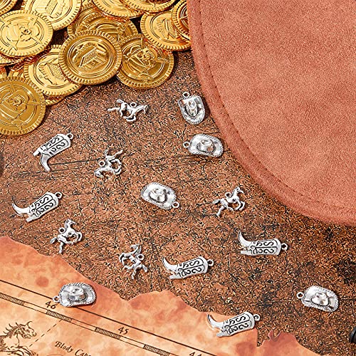 Junkin 90 Pieces Western Cowboy Charms Pendants Alloy Antique Silver Charms Horse Cowboy Boot Hat Pendant Charms Mini Cowboy Charms for Earrings Bracelet Necklace Jewelry Making