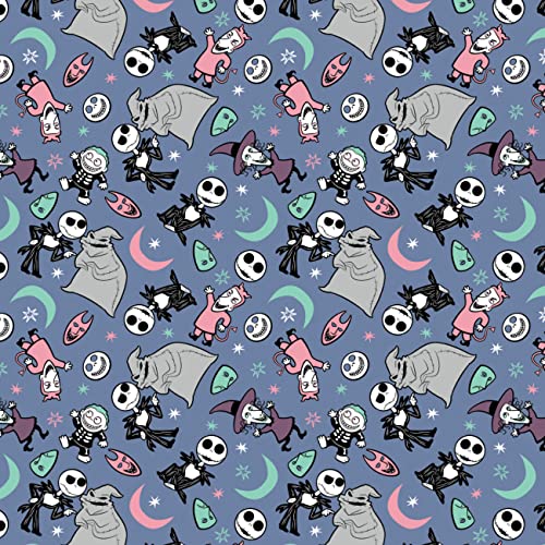2 Yards Quilting Cotton for Sewing – Nightmare Before Christmas V Collection - NBC Pattern Play - Color Blue - 100% Cotton - Soft, Decorative Material - Pre-Cut 44-45 Inches Wide by Camelot Fabrics