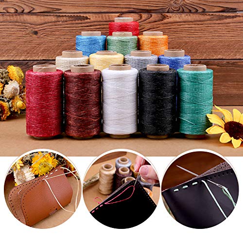 Qmnnma Waxed Thread 250m/273Yard, Leather Sewing Waxed Thread Cord, 150D Waxed Book Binding Thread, Waxed Coated Thread for Beginners Leather Craft DIY Bags Wallets, Shoe Repairing, Jewelry Making