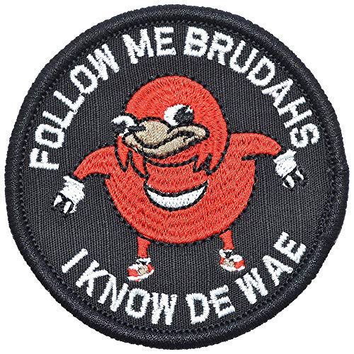 Follow Me Brudahs I Know De Wae Patch, Round Morale Patch Tactical Combat Bagde Military Hook Morale Patch Tactical Military Morale Patch Set Hook/Loop (Red)