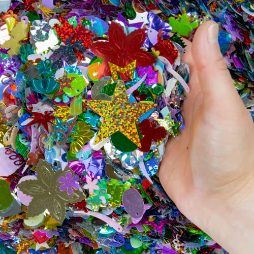 Hygloss Products Sequins and Spangles Variety Pack- Add Shimmer and Shine to Any Surface- 4 Ounce Bucket
