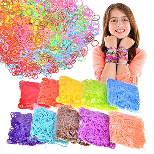 Inscraft Rubber Bands Refill Kit , 12750+ Premium Loom Bands in 26 Colors with 500 Clips ,6 Hooks for Kids Bracelet Weaving Kit DIY Crafting