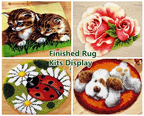 Basketball Latch Hook Rug Kits for Adults and Kids Beginner Handmade Needle Crochet Yarn Kits Embroidery Carpet Hook and Latch Kit Cushion Christmas Home Decoration 30x30cm (XZD055)