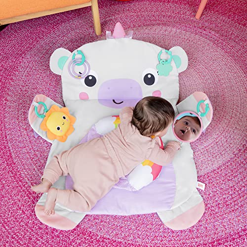 Bright Starts Tummy Time Prop & Play Baby Activity Mat with Support Pillow & Taggies - Unicorn 36 x 32.5 in, Age Newborn+