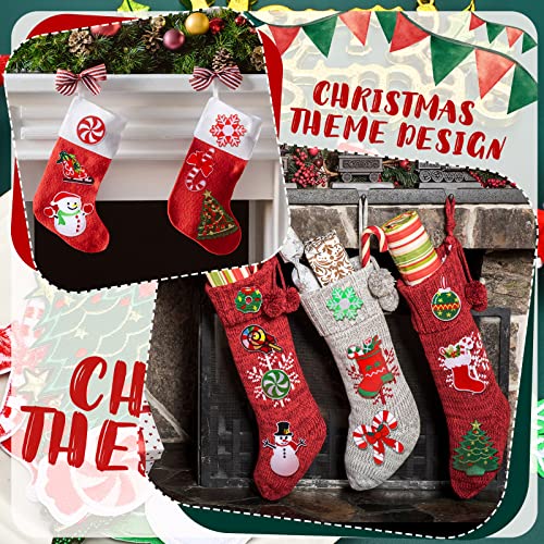 36 Pieces Christmas Iron on Embroidered Patches Snowman Socks Santa Claus Snowflake Cute Sew on Patches for Clothing Large Colorful Decorative Patches for Clothes Dress Hat Jeans DIY (Snowman)
