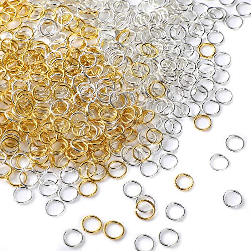 600Pcs 8mm Open Jump Rings Stainless Steel,Keychain Rings for Earring Necklace Bracelet DIY Craft Jewelry Making Findings (Silver & Gold)