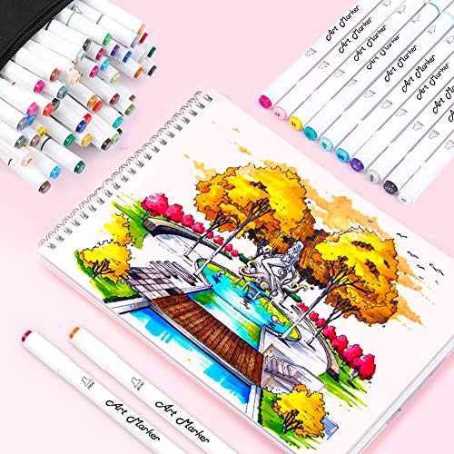 61 Colors Alcohol Art Markers, Lelix 60 Colors Plus 1 Blender Dual Tip Permanent Marker Pens Highlighters Perfect for Kids Adults Artist Drawing Sketching Card Making & Coloring Books