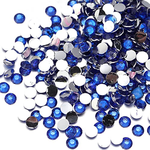 Multi Size 3mm 4mm 5mm Rhinestones Set for Nails Crafts Sapphire Non Hotfix Rhinestones Nail Gems Rhinestones Round Flat Back Resin Rhinestones for Makeup Clothes Shoes Eyes Bottles Crafts