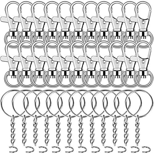 Selizo 120Pcs Swivel Snap Hook and Key Rings with Chain for Keychain Lanyard