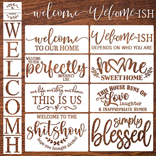 Welcome Stencils for Painting on Wood Farmhouse Stencils for Painting Plastic Welcome Stencil Letter Word Painting Stencils for Wall Wood Porch Sign