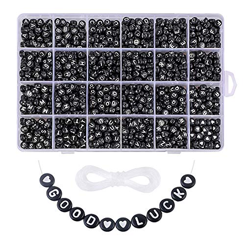 DoreenBow 1850PCS Alphabet Letter Beads A-Z Letter Number Beads and Bead for Jewellery Making Bracelet Gifts Necklaces and Key Chains 4x7mm