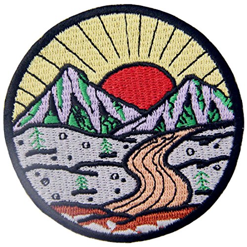 Sunrise from Mountain Vintage Explore Outdoor Patch Embroidered Applique Iron On Sew On Emblem