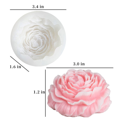 2PCS Flower Mold Silicone Candle Soap Molds Bloom Flower Silicone Fondant Mold 3D Peony Cake Candy Jelly Chocolate Mold Decoration Baking Tool