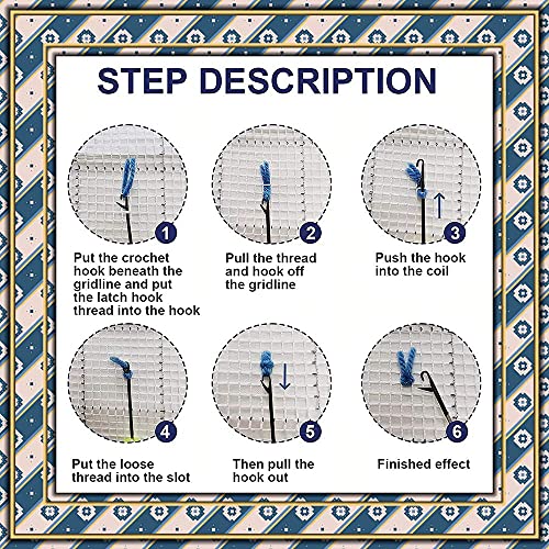 DIY Latch Hook Kits Throw Carpet Embroidery Cover Rug Pattern Color Printed Canvas, Crochet Needlework Crafts for Kids and Adults（Panda:30x30cm/12 X12 ）
