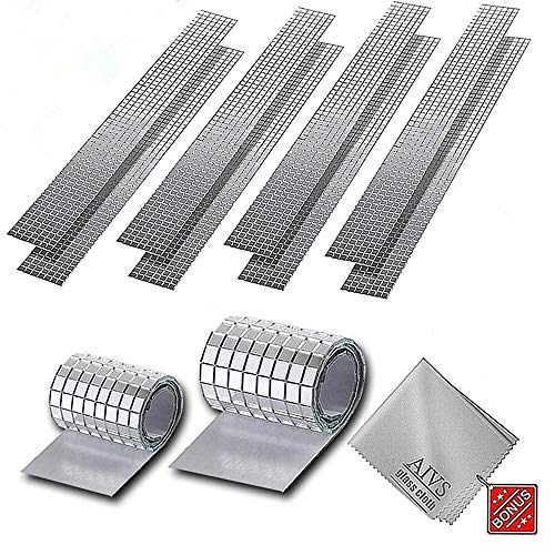 AIVS Self-Adhesive Real Glass Craft Mini Square & Round Mirrors Mosaic Tiles/Stickers for DIY Craft Decoration,5 x 5 mm,4720 Pieces (Silver)