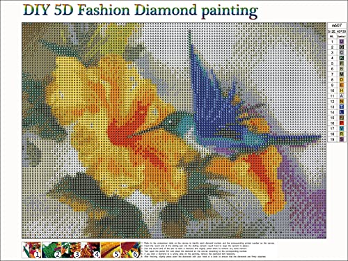 MXJSUA Hummingbird Diamond Painting Kits, DIY Bluebird Diamond Art Painting Kits Full Round Drill Flowers Diamond Painting by Number Kits for Adults Diamond Art Hummingbirds 12X16 Inch/30x40 cm