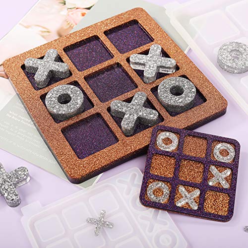 LET'S RESIN Large Tic Tac Toe Resin Mold 2Pcs, Tic Tac Toe Molds for Resin Casting, Large Epoxy Resin Silicone Molds for DIY Tabletop Board Game,Travel Game