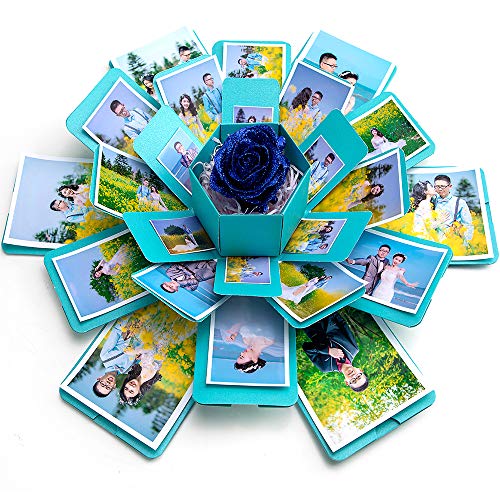 Creative Explosion Box -Gift Box Scrapbook DIY Photo Album Box for Birthday Anniversary Valentine Day Wedding(Upgrade Version) Blue.