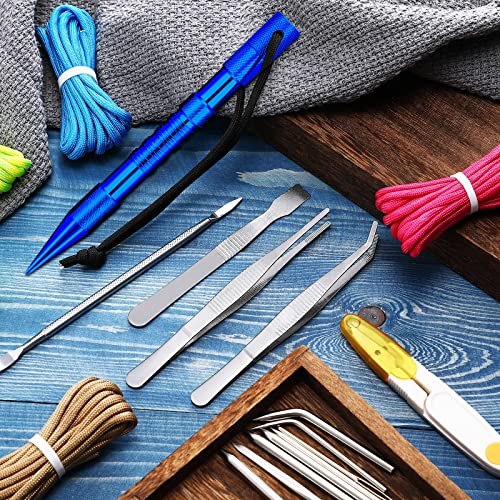 14 Pieces Paracord Tools Paracord FID Needle Set Paracord Stitching Set Stainless Steel Lacing Needles Smoothing Tool Knotter with Marlin Spike for Paracord Work Leather Weaving (Blue)
