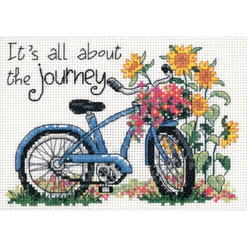 Dimensions 'The Journey' Bicycle Counted Cross Stitch Kit, 14 Count White Aida, 7" x 5"
