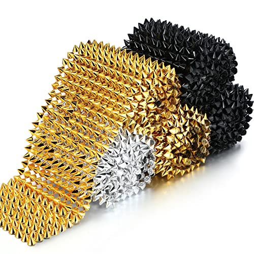 5 Yards Sew Stitch on Spike Stud for Crafts Clothing Cone Flatback Studs Rivets Spikes DIY Punk Rock Trim Mesh Bead Craft for Fabric Wedding Performance Art Decoration, Black Silver Gold
