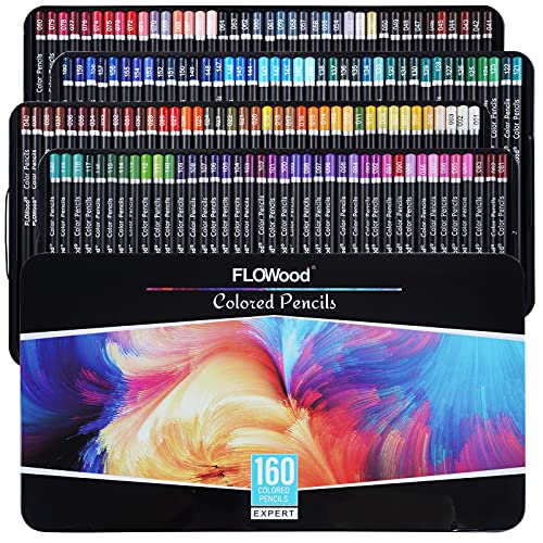 Tavolozza Premium 160 Colored Pencils, Art Supplies Professional Colouring Pencils Set of 160 Colors, Packed in Pretty Tin Box - Perfect for Adult Artists Coloring & Drawing