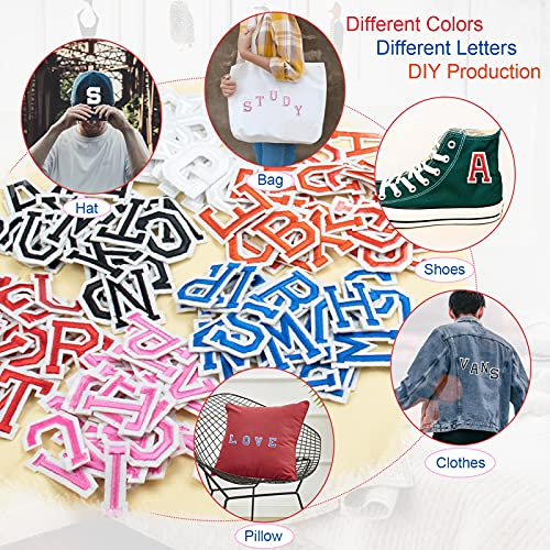 156Pcs Iron on Letter Patches for Clothing, SMFANLIN 6 Colors DIY A-Z Letter Patches Alphabet Embroidered Patch Repair Patches with Needle Threader for Hats Shirts Jeans Bags