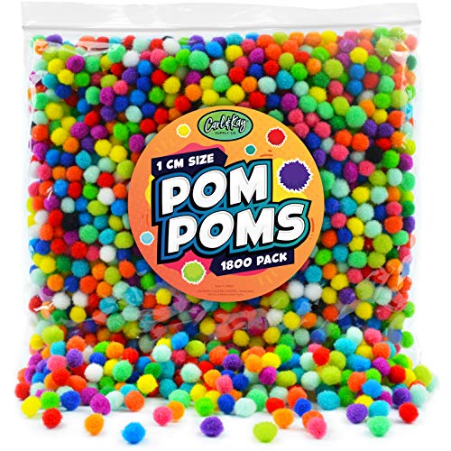 Carl & Kay [1800 Pcs] 1 cm Pom Poms for Crafts, Craft Pom Pom Balls, Mini Pompoms for Crafts, Tiny Pom Pom for Crafts