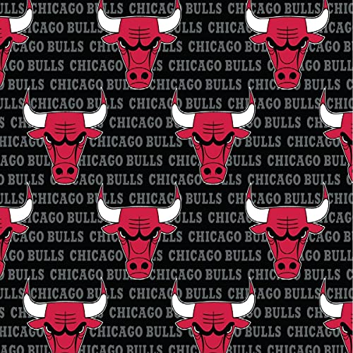 Quilting Cotton for Sewing – NBA Collection - 100% Cotton - Soft, Decorative Material - Pre-Cut 44-45 Inches Wide x 2 Yards - by Camelot Fabrics - Chicago Bulls Ditsy City
