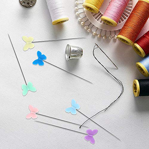 400 Pieces Flat Head Straight Pins, BetterJonny Flower Button Head Sewing Pins Quilting Pins Decorative Pins for DIY Craft Dressmaker Assorted Colors