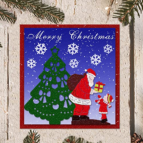 Christmas Tree Metal Cutting Die for Card Making and Photo Album Decorations, Santa Claus Kid Die Cut Xmas Gift Dies Stencils Embossing Template for DIY Scrapbooking Craft