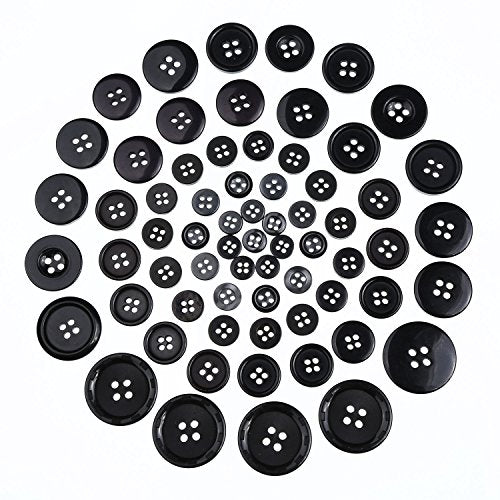 400 Pieces Buttons Round Resin Button 7 Sizes of Black Round Mixed Buttons with Storage Box for Sewing Crafting Replacement, 2 and 4 Holes Assorted Sizes