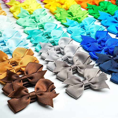 CELLOT Baby Hair Clips 50Pcs Tiny 2" Baby Girls Hair Bows Fully Covered Baby Bows Hair Barrettes Clips for Baby Girls Infants and Toddlers,25 Colors in Pairs
