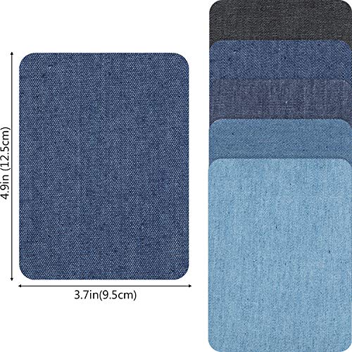 Boao Iron on Patches Iron on Denim Patches Repair Kit for Clothes, Jeans, Jackets, Large Size, 4.9 Inch, Denim Cloth(15 Pieces)