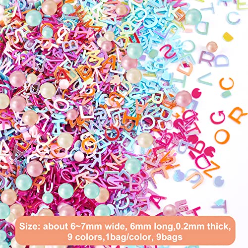OLYCRAFT 140g Sequins Resin Fillers Alphabet Glitter Letter Sequins Resin Charms Flakes ABS Plastic Beads Resin Filling Accessories Sequins for Nail Art Decorations Nail Glitter and Resin Project