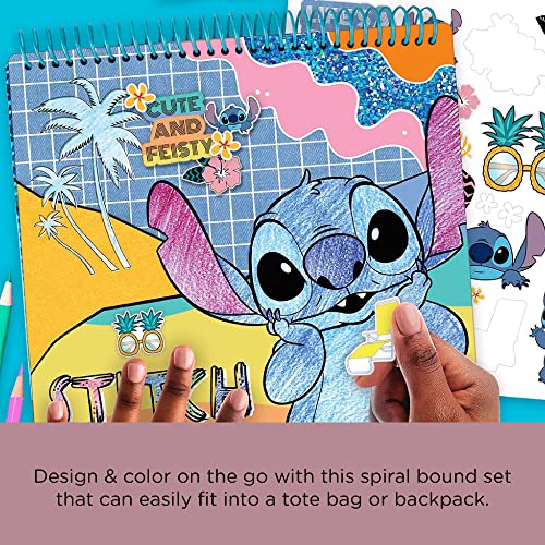 Fashion Angels Disney Stitch Color & Collage Design Set - 15 Colorable Lilo and Stitch Posters - Add Your Own Designs with 7 Included Sticker Sheets - Ages 8 and Up
