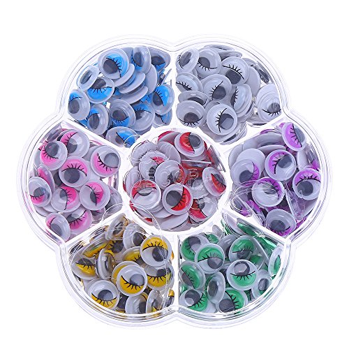 Decora 140pcs 12mm Mixed Colors Googly Wiggly Eyes with Eyelash with Self-Adhesive DIY Scrapbooking Crafts Toy Accessories