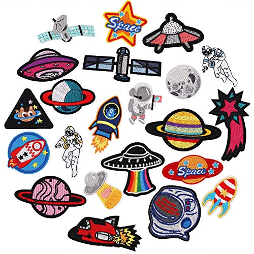 22pcs Space Planet Astronaut Iron on Patches Embroidered Motif Applique Decoration Sew On Patches Custom Patches for DIY Jeans, Jacket ,Kid's Clothing, Bag, Caps, Arts Craft Sew Making (Space 22pcs)