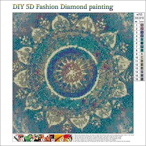 MXJSUA DIY 5D Diamond Painting Indian Pattern by Number Kits for Adults, Indian Pattern Diamond Painting Kits Round Full Drill Diamond Art Kits Picture Arts Craft for Home Wall Art Decor 12x12 inch