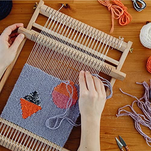 Wooden Weaving Loom, Multi-Craft Weaving Frame to Handcraft for Kids and Beginners, 15.7 x 11.8in/ 40 x 30cm