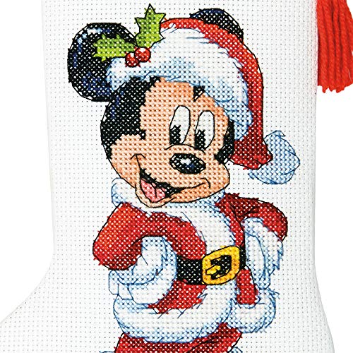 Dimensions Mickey Mouse Christmas Stocking Counted Cross Stitch Kit for Beginners, 14 Count White Aida Cloth, 10''L