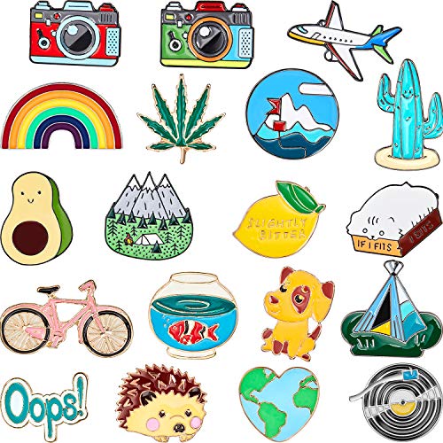 20 Pieces Cute Enamel Lapel Pin Set Cartoon Brooch Pin Badges Brooch Pins for Clothing Bags Jackets Accessory DIY Crafts (Style Set 2)