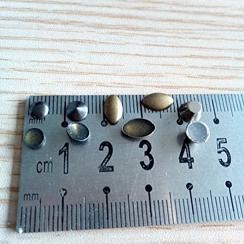 Beadsland Hotfix Iron On, 5mm Flat Back 1/3 Round Studs - 1/4" FlatBack Glue on Studs 100pcs (Gun Grey 5mm Round)
