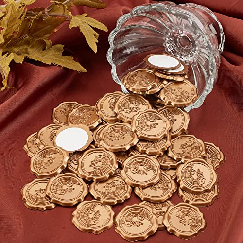 CRASPIRE 60pcs Adhesive Wax Seal Stickers Waves Wax Seal Stamp Stickers Self Adhesive Gold Vintage Wax Seal Envelope Stickers for Wedding Invitation Cards Party Favors Craft Gift