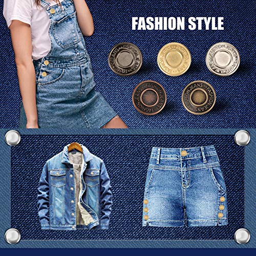 40 Sets Jeans Button Replacement 20mm, Premium Denim Buttons, Pants Button Replacement with Split Storage Box，Suitable for Jeans, Denim, Skirts, Backpacks (5 Color 0.78 in)
