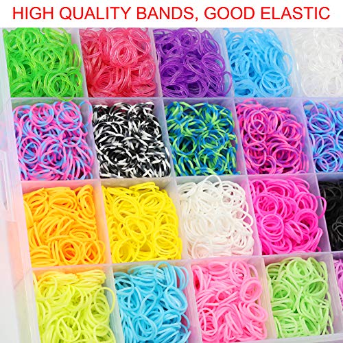 Inscraft 21900+ Loom Bands Refill Kit with Organizer, 20000+ Rubber Bands in 41 Colors, 1000 Clips,280 Beads, 5 Tassels, 5 Crochet Hooks and More, Bracelet Making Set for Girls Boys Christmas Gift