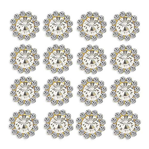 50 pcs Rhinestone Embellishments Crystal Button Silver Flatback DIY Craft for Flower Headband Dress Decoration Accessory 12mm (Silver Back Rhinestone)